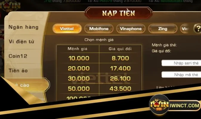 Anh em nạp tiền iWin qua thẻ cào cần nắm rõ bảng quy đổi mệnh giá